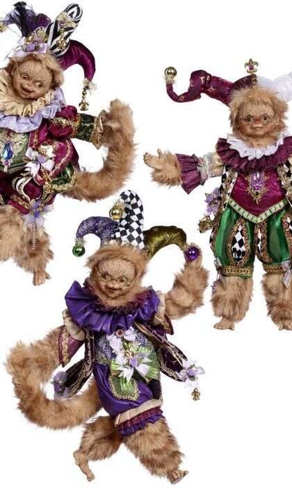 Mardi Gras Monkey, Small, Assortment of 3- 16  Inches