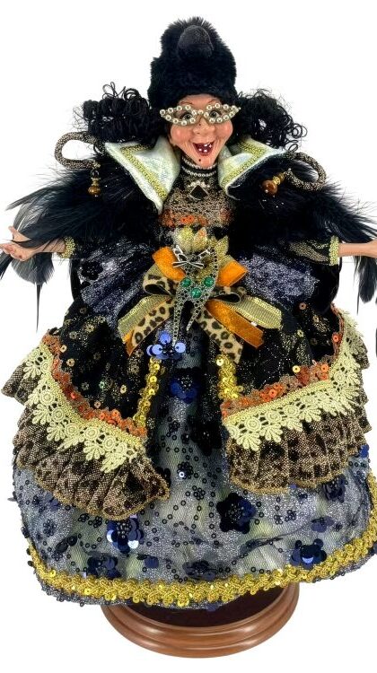 Raven Genie Witch on Base, Small - 13.5 Inches