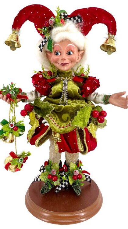 Mark Roberts 51-64102 Holly Belle Elf On Base Collectible Figurine Small 12.5 Inches | Free Shipping