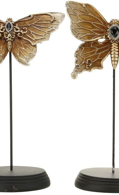 Jeweled Butterfly Finial, Set of 2 - 4 x 8.5 Inches