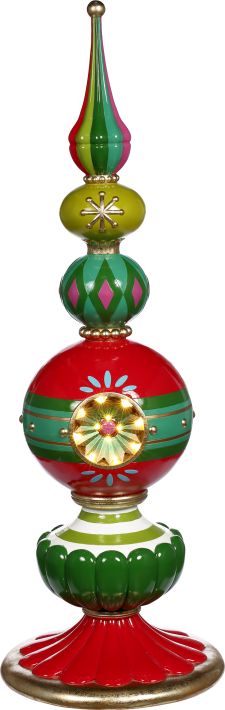 The Grande Green and Red Topiary Finial 49 Inches - FREE SHIPPING