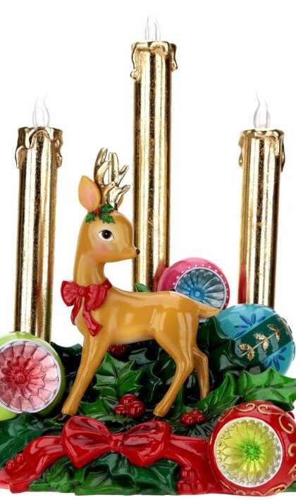 Lighted 3-Tier Christmas Candle - 10 Inches