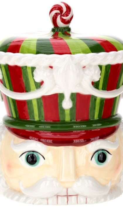 Nutcracker Head Jar Red and Green 10 Inches - FREE SHIPPING