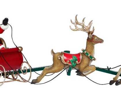 Santa and Deer Tree Decor - 13 x 11.5 Inches