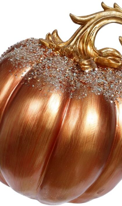 Acanthus Topped Pumpkin,  Large - 12 Inches
