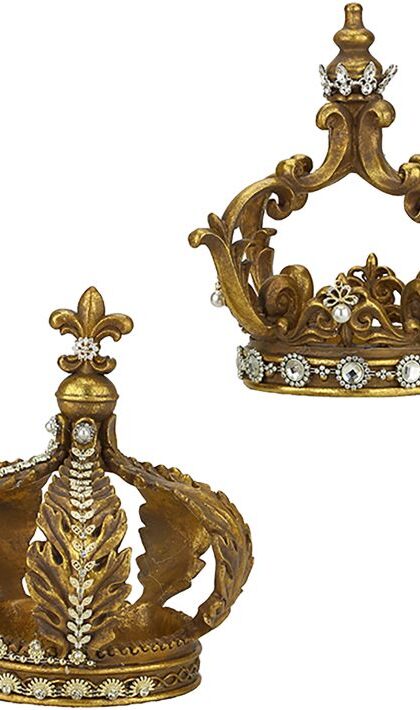 Jeweled King and Queen Crown, - 9 Inches, Set of 2