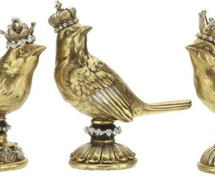 Jeweled Crowned Birds, - 7.5 Inches, Set of 3