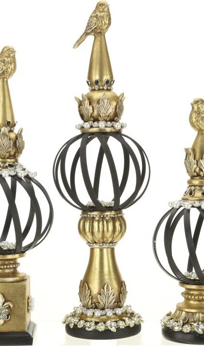 Jeweled Bird Topped Finial, - 14-20 Inches, Set of 3