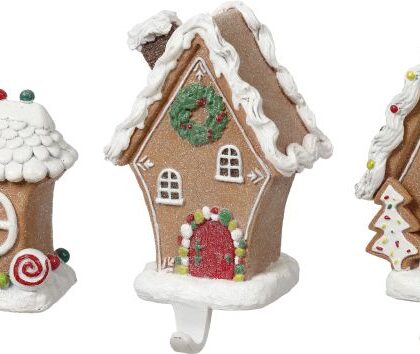 Gingerbread House Stocking Holder,  - 6-7 Inches, Set of 3