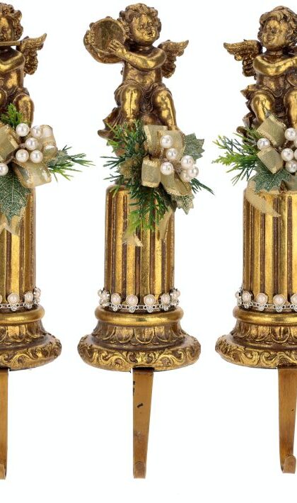 Jeweled Cherub Stocking Holder,  - 14.5 Inches, Set of 3
