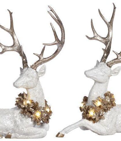 Reindeer with Wreath, Set of 2 - 21 Inches,  64-93556  Free Shipping deer