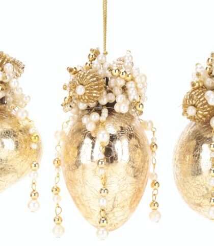 Crackle Ornaments, Set of 3 - 4-4.5  Inches