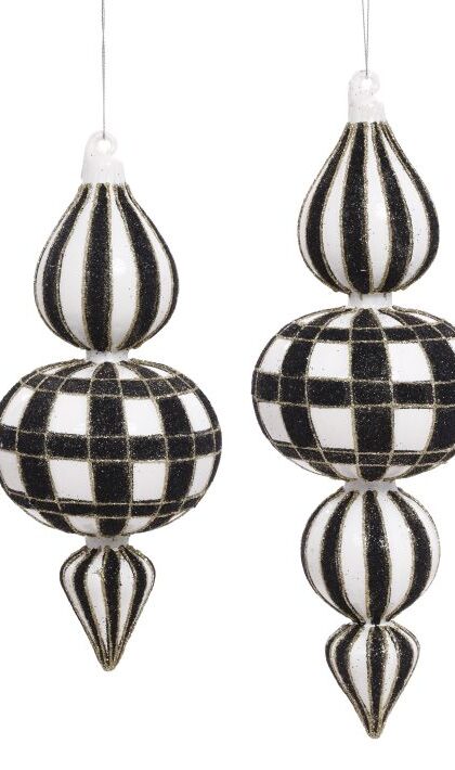Elegant Fancy Stripes Finial,  - 8 Inches, Set of 2