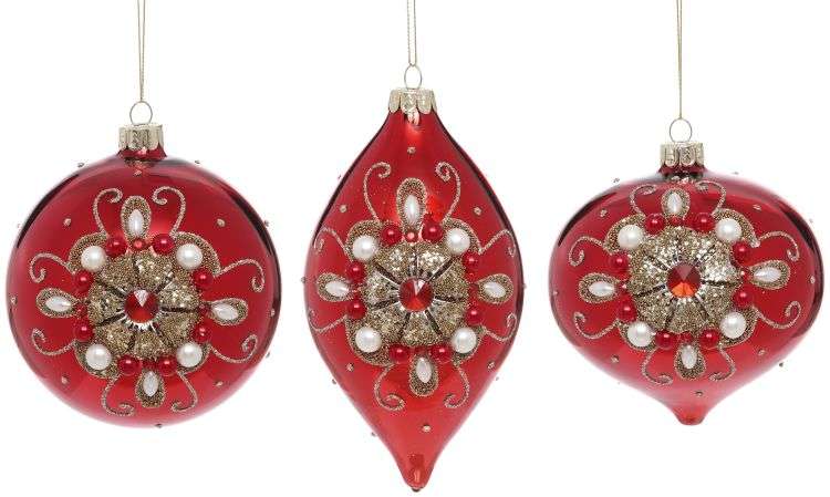 JEWELED PEARL ORNAMENTS 4'' (SET OF 3) | Official Online Retail Store ...