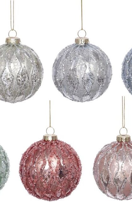 Harlequin Ball Ornament, Small, Assortment of 6 - 3 Inches, Set of 12