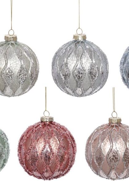 Harlequin Ball Ornament, Large, Set of 6 - 4 Inches