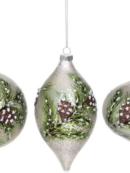 Iced Pinecone 4" Set of 3 - FREE SHIPPING