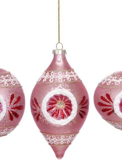 Pink Swirl Ornament, Assortment of 3 - 4 Inches, Set of 6