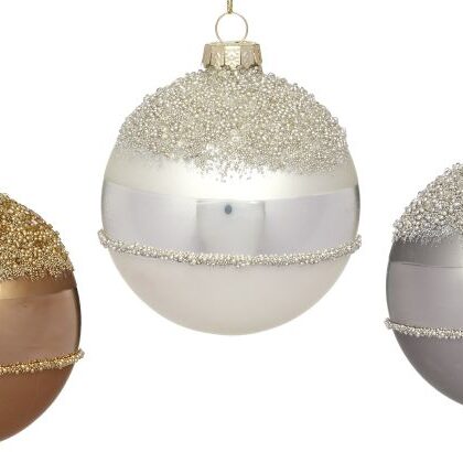 Icy Top Ball Ornament, Assortment of 3 - 3 Inches, Set of 12