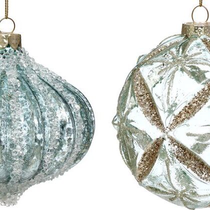 Crackled Ornament, Assortment of 2 -3.5-4 Inches, Set of 4