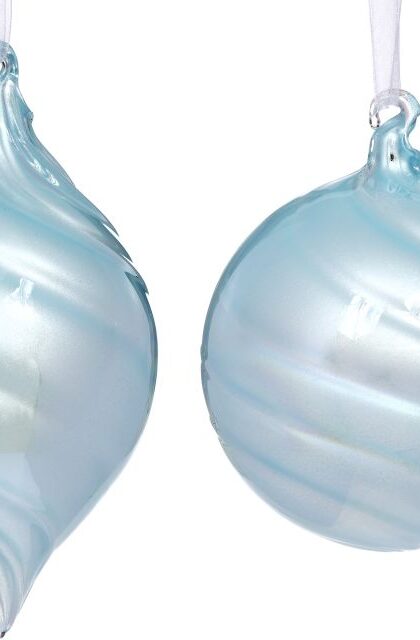 Swirl Teardrop Ball Ornament, Assortment of 2 - 4 Inches, Set of 6