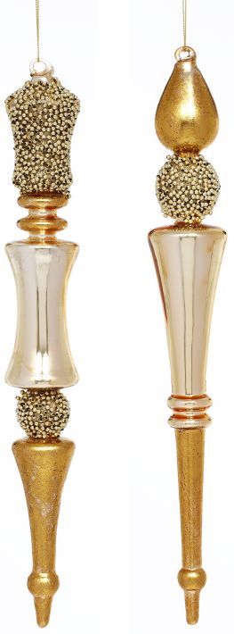 Golden Finial Ornament, Set of 2 - 13 Inches