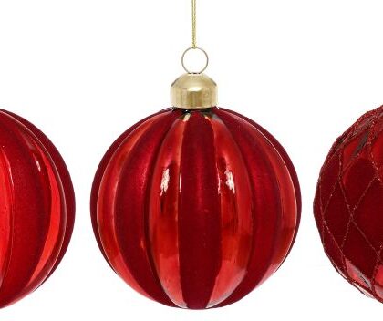 Shiny Embossed Ornament, Assortment of 3 - 3 Inches, Set of 12
