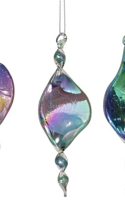 Iced Jewel Finial Ornament, Assortment of 3 - 4 Inches, Set of 12