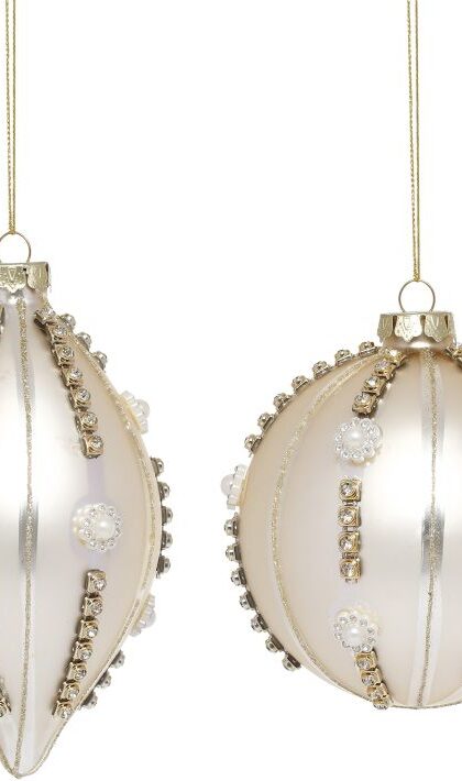 Pearl Diamond  Ornament, Assortment of 2 - 4-5 Inches, Set of 6