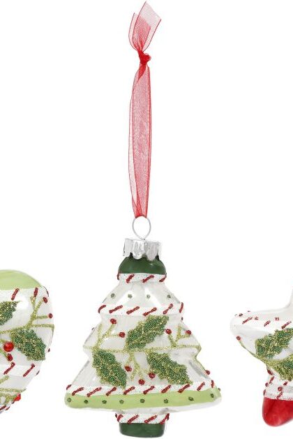 Holly Berry Christmas Tree Ornament, Assortment of 3 - 3 Inches, Set of 12