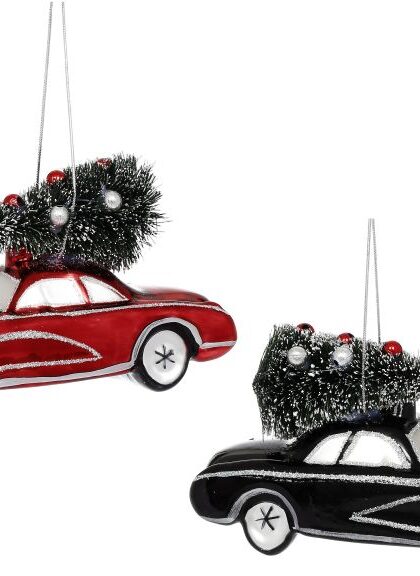 Toy Car with Christrmas Tree, Assortment of 2 - 4 Inches, Set of 6
