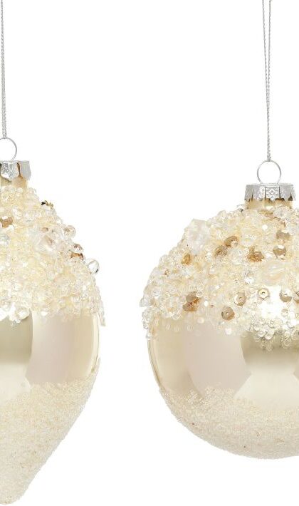 Iced Flowing Ornament, 4-6 Inches, 78-46824-GLD (Set of 6)