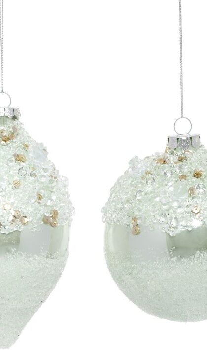 Iced Flowing  Ornament, Assortment of 2 - 4-6 Inches, Set of 6