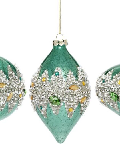 Banded Floral  Ornament, Assortment of 3 - 4-5 Inches, Set of 6