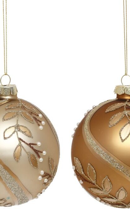 Antique HollyBall  Ornament, Assortment of 2 - 4 Inches, Set of 6