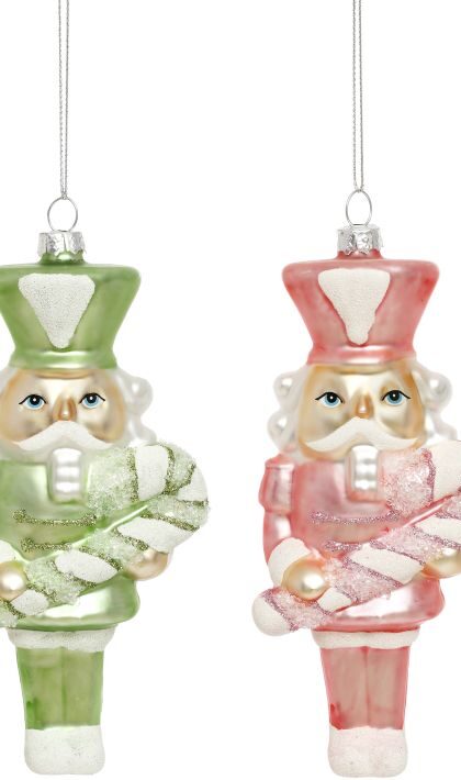 Nutcracker Candy Cane Ornament, Assortment of 2 - 5.5 Inches, Set of 12