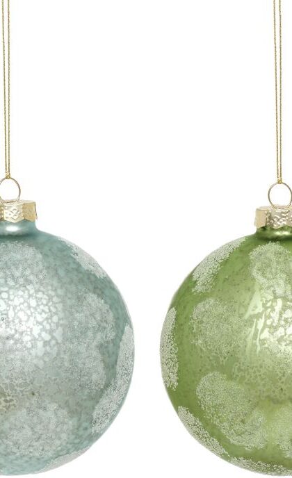 Frosted Ball Ornament, Assortment of 2 - 4 Inches, Set of 6