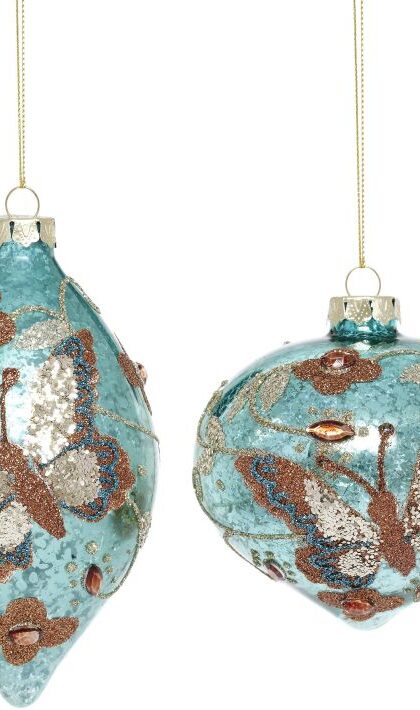 Crackered Butterfly  Ornament, Assortment of 2 - 4-5 Inches, Set of 6