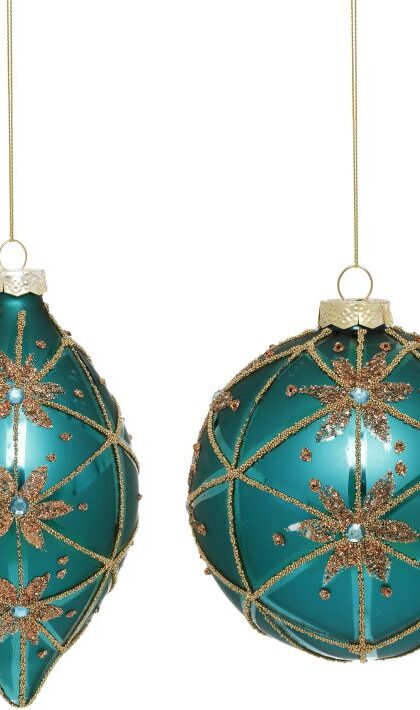 Geometric Floral Ornament, Assortment of 2 - 4-5 Inches, Set of 6