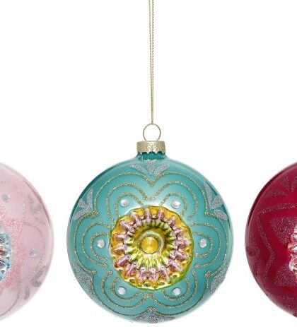 Pastel Ball Ornament, Set of 3 - 4 Inches