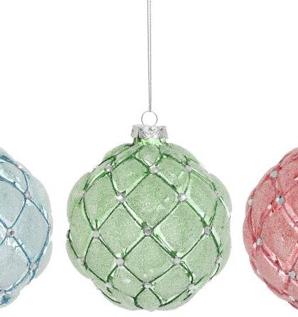 Pastel Harlequin Ornament, Assortment of 3 - 4 Inches, Set of 6