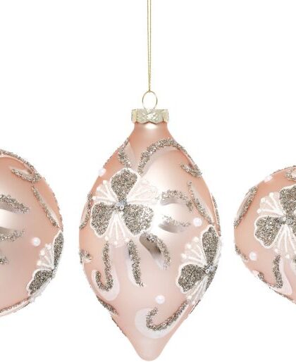 Fancy Glittered Ornament, Assortment of 3 - 4-5 Inches, Set of 6
