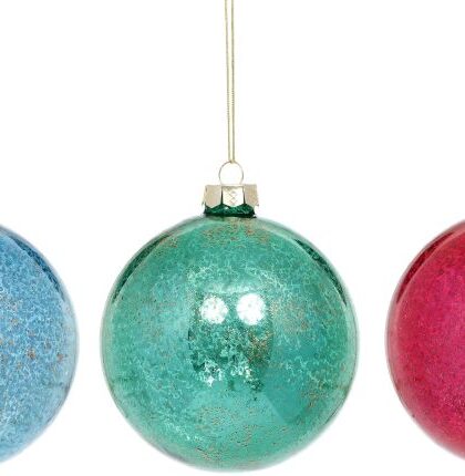 Crackled Ball Ornament, Assortment of 3 - 4 Inches, Set of 6