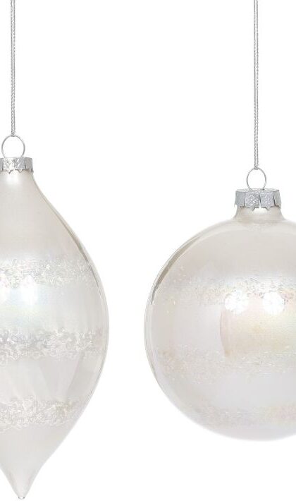 Frosted Ornament, Assortment of 2 - 4 Inches, Set of 6