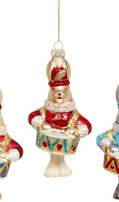 Drummer Seal Ornament, Assortment of 3 - 5 Inches, Set of 6