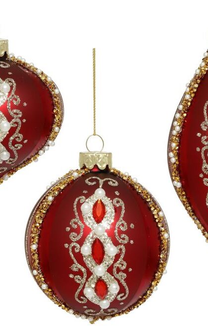 Fancy Stripe ornaments, Set of 3 - 3-4.5 Inches