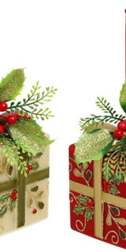 Christmas gift box ornaments, Set of 2 -4 Inches