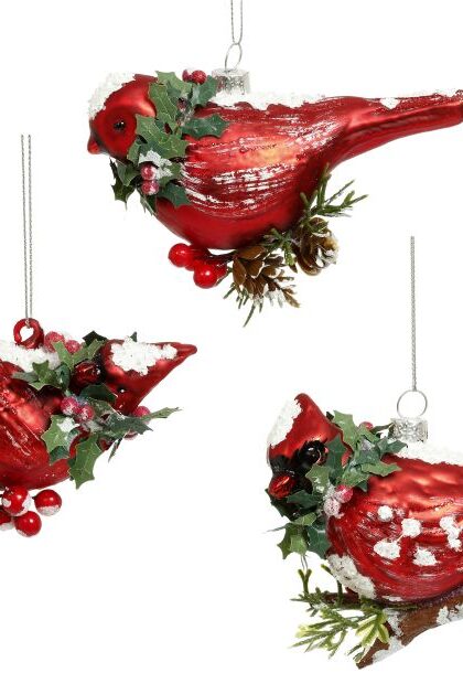 Elegant Birds Ornaments, Set of 3 - 5 X 3 Inches
