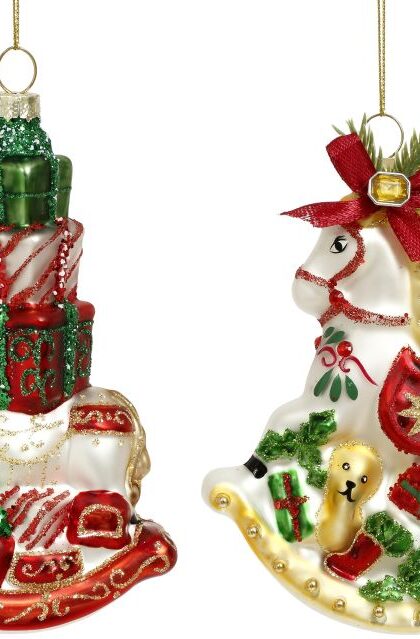 Christmans Hobby Horse Ornaments, Set of 2 - 4-5 Inches