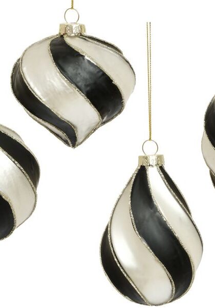 Classic Strip Ornaments, Set of 4 - 3-4.5 Inches